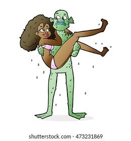 Cartoon Swamp Monster Carrying Woman Bikini