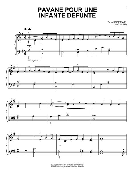 Pavane For A Dead Princess Ravel Easy Intermediate Piano Sheet Music 3
