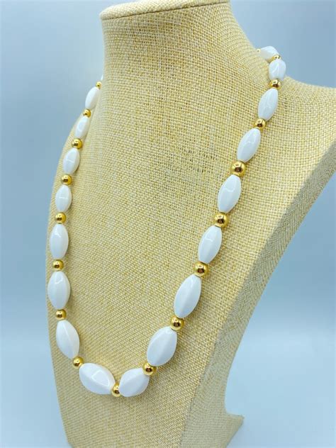 Vintage Napier Necklace Napier White And Gold Necklace Napier White