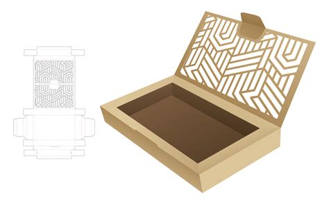 Cardboard Flip Box With Stenciled Pattern On Flip Die Cut Template And