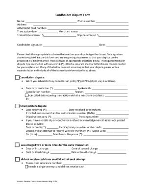 Fillable Online CARDHOLDER DISPUTE FORM Visaprepaidprocessing Fax