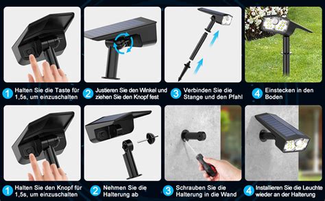 Solarlampen F R Au En Mit Bewegungsmelder Led Solarstrahler F R Au En