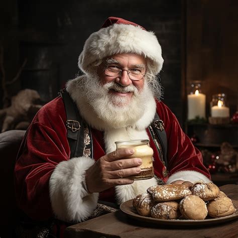 Premium AI Image | Photo of santa claus eating cookies