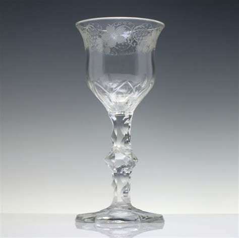 Engraved 18th Century Facet Cut Glass Goblet C1790 Drinking Glasses Exhibit Antiques