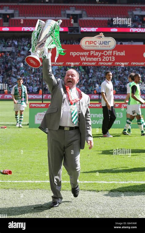 Yeovil Town Manager Gary Johnson Celebrates Winning Npower Football