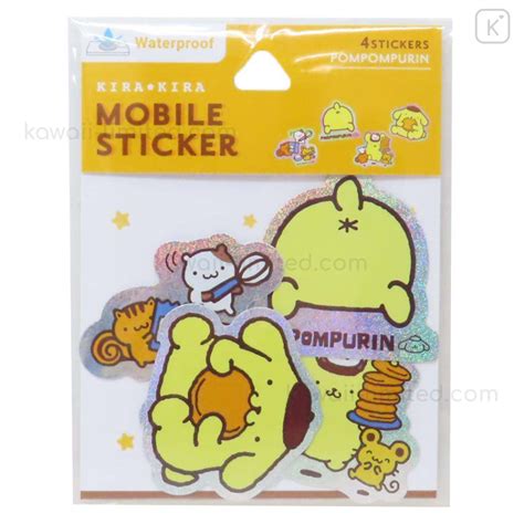 Japan Sanrio Vinyl Deco Glitter Sticker Set Pompompurin Laptop