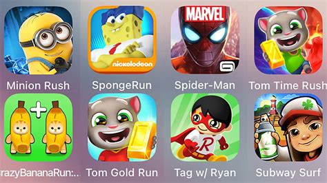 Tom Gold Run Minion Rush Spiderman Unlimited Tom Time Rush Crazy Banana