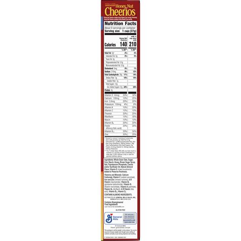 Cheerios Nutrition Label