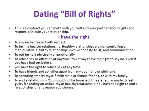 Dating Bill Of Rights And Responsibilities Telegraph