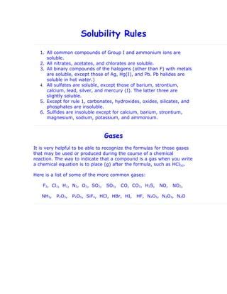 Solubility Rules | PDF