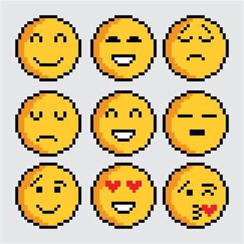 Pixel Art Emoticons Set 35956093 Vector Art At Vecteezy