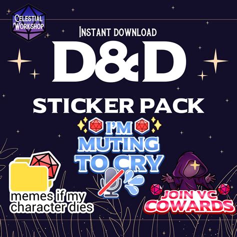 12 Stickers Dnd Digital Stickers or Emotes for Twitch and Discord Dungeons and Dragons DM Gift ...