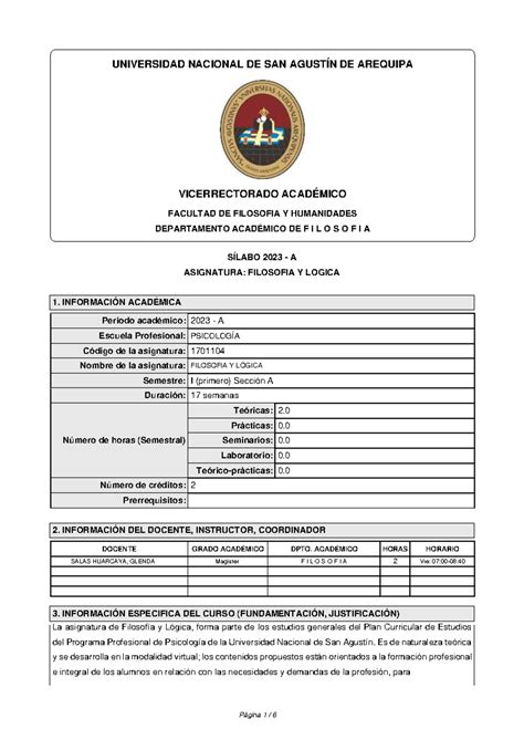 2 Silabo Filosofia Y Logica Psicología 2023 A DUFA estudiantes