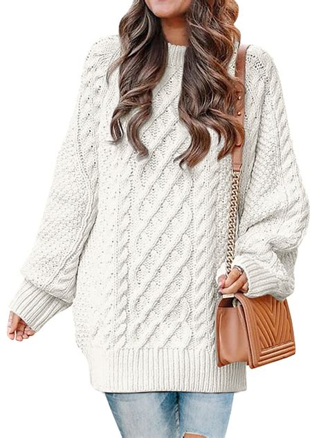 Moshu Oversized Sweaters For Women Cable Knit Chunky Pullover Sweater