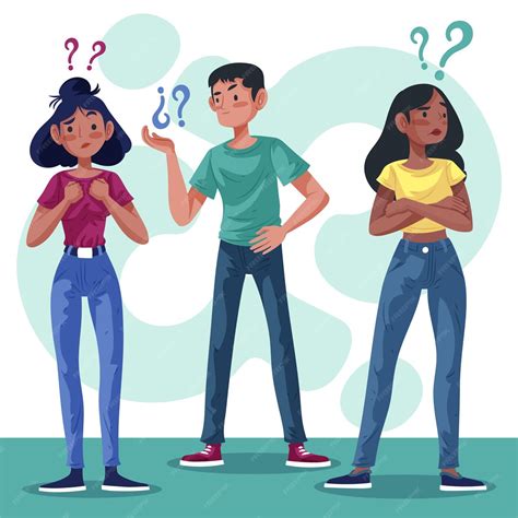 vector hand drawn people  questions illustration