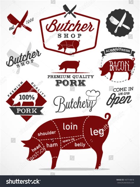 Pork Cuts Diagram Butchery Design Elements Stock Vector Royalty Free