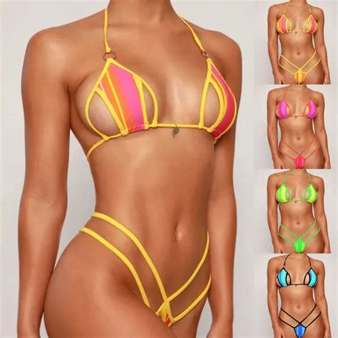 Femmes Sexy Mini Micro Bikini Ensemble Soutien Gorge String Maillot De