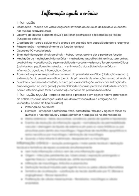 SOLUTION Inflama O Aguda E Cr Nica Docx Studypool