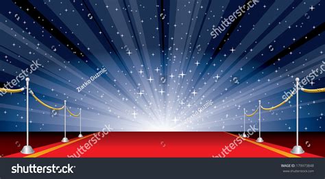 Vector Illustration With Red Carpet And Star Burst 179973848