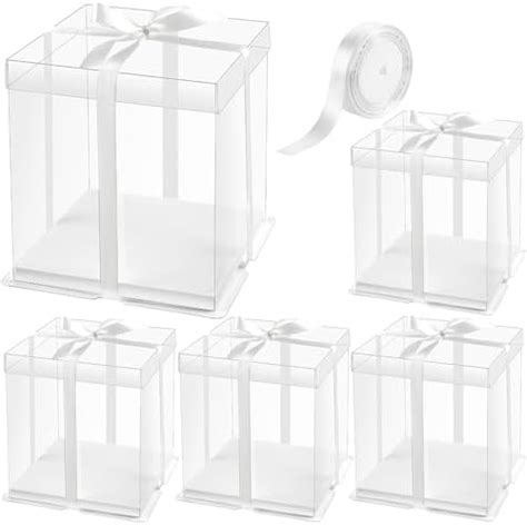 Amazon Square Clear Cake Box Transparent Cake Boxes With Ribbon