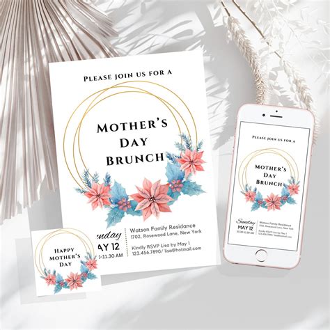 Editable Mother S Day Invitation Mother S Day Brunch Invitation Mobile Invitation Free T