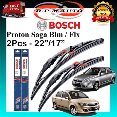 1Pair Proton Saga Flx Blm Fl Original Bosch Advantage Windshield Wiper