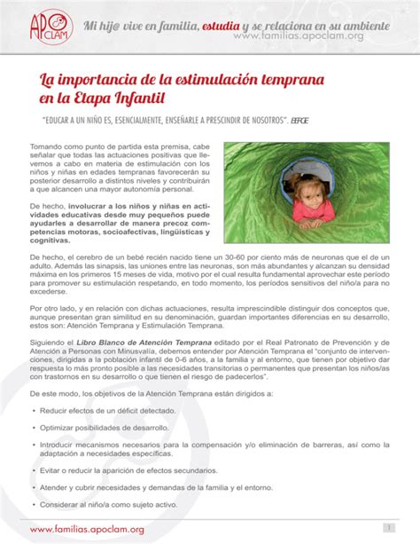 La Importancia De La Estimulaci N Temprana En La Etapa Infantil