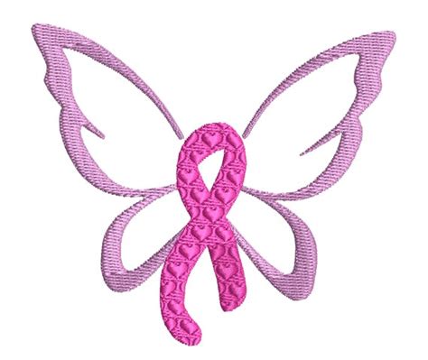 Breast Cancer Pink Butterfly Awareness Ribbon Embroidery Etsy