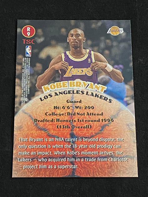 Lot Mint Topps Stadium Club Kobe Bryant Rookie R