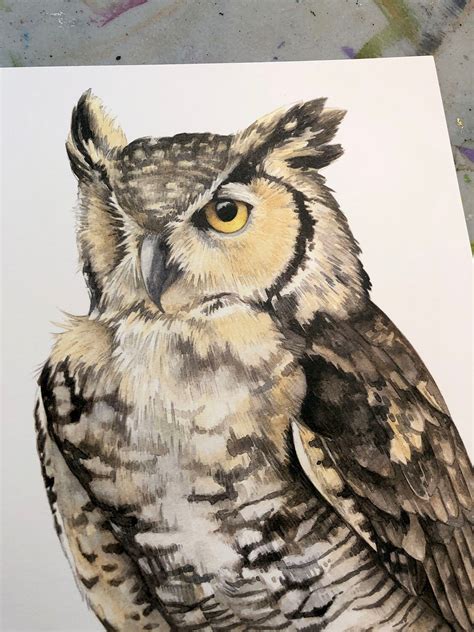 Great Horned Owl Art Print 8x10 Inches — Amy Shawley Paquette