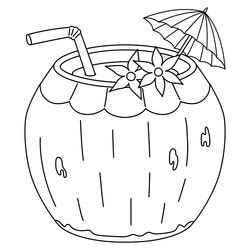 Coconut drink summer coloring page for kids Vector Image