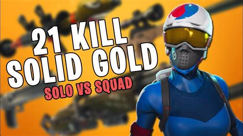 21 KILL SOLO Vs SQUAD IN SOLID GOLD FORTNITE ITA YouTube