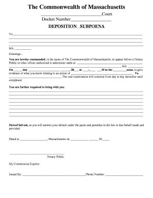 Fillable Online Bdeposition Subpoenab Form Capitol Constable Service