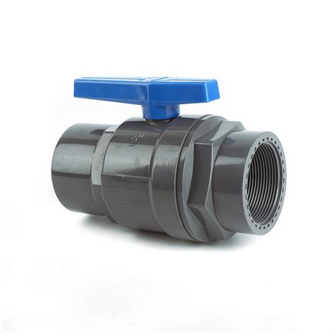 China Pvc Two Pieces Ball Valve With Blue Plastic Handle Factory And