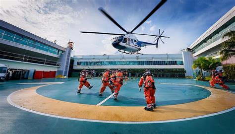 helicopter landing  hospital rooftop helipad  emergency teams
