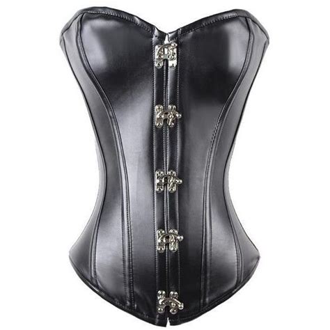 Black Leather Lace Up Corset With Clasp Fasteners Liked On Polyvore