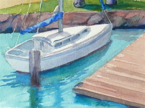 Janet Zeh Original Art Watercolor And Oil Paintings Boat At Ilikai