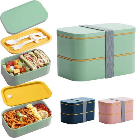 Aiuuee Lunch Box Bento 1600ml 2 Strati Ermetica Porta Pranzo Da