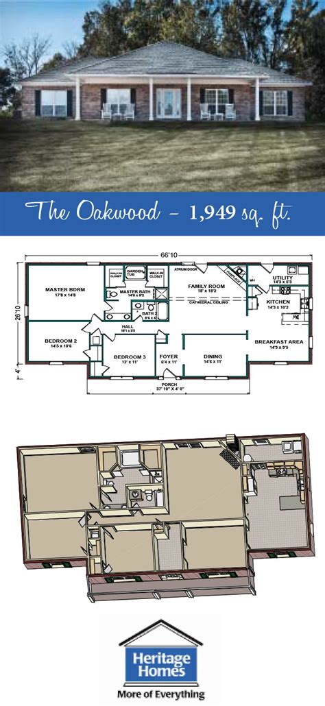 1 900 2 000 Sq Ft Floor Plan The Oakwood Is A 1 949 Sq Ft Home With 3 Beds 2 Baths We