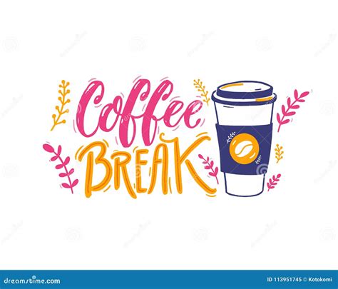 Coffe Bruch Handgeschriebene Aufschrift Und Illustration Der