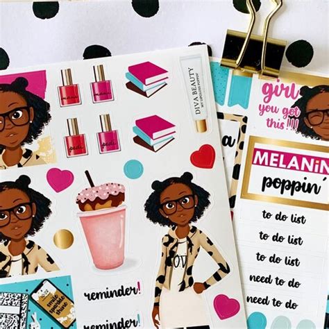 Black Girl Planner Stickers Black Women African American Etsy