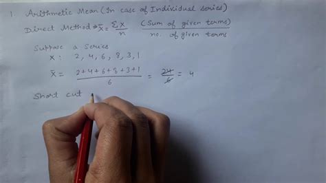 Find The Arithmetic Mean In Individual Series With The Help Of Direct