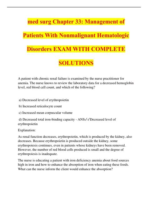 Med Surg Chapter 33 Management Of Patients With Nonmalignant