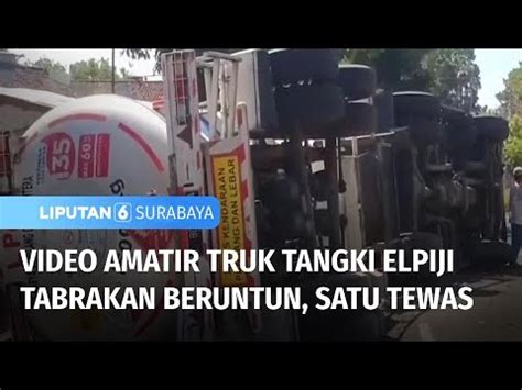 Rekaman Truk Tangki Elpiji Terbalik Setelah Tabrakan Beruntun Liputan