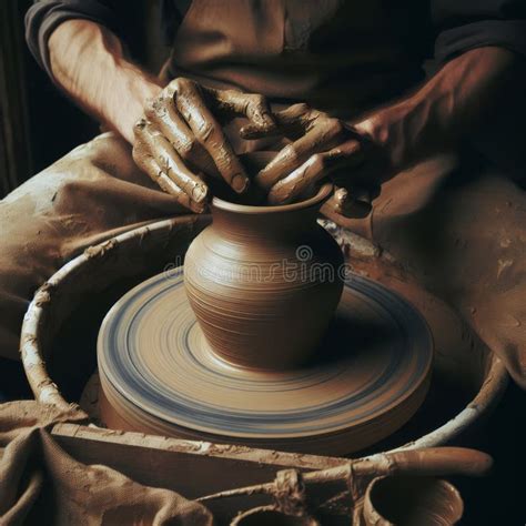 Potter Shaping Clay On A Pottery Wheel Stock Image Image Of Artistry