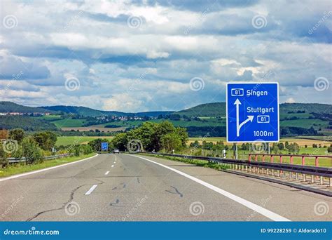 Freeway Road Sign on Autobahn A81 Showing Exit To Stuttgart Stock Image ...