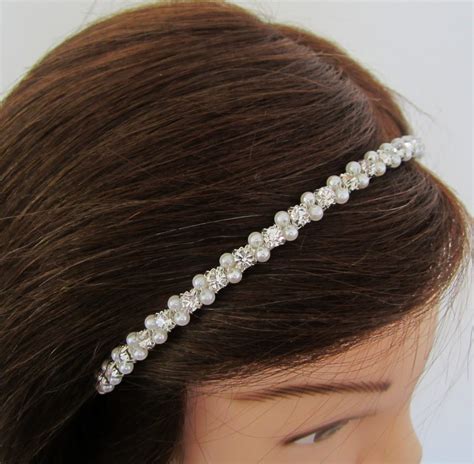 Bride Headband Bridal Pearl Headband Rhinestone By Jamisyjo