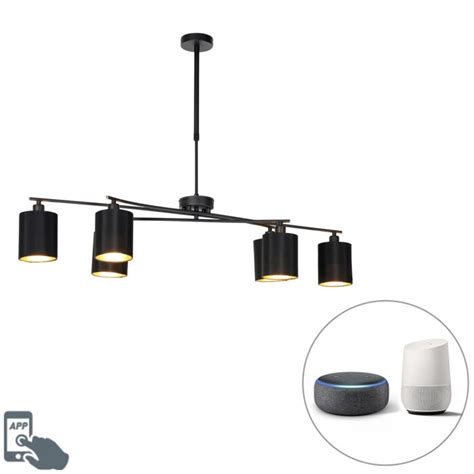 Inteligentna lampa wisząca czarna regulowana z 6 Wifi B35 Lofty