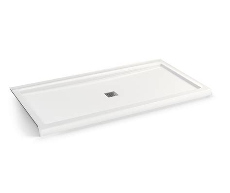 B Square Acrylic Corner Left Shower Base In White With Center