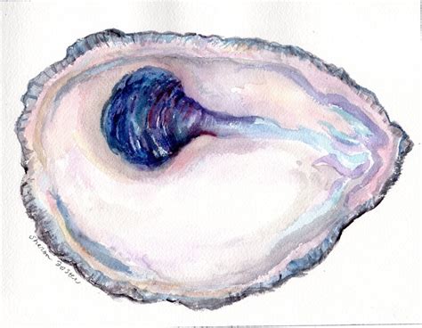 Original Oyster Shell Watercolor Painting X Oyster Art Etsy